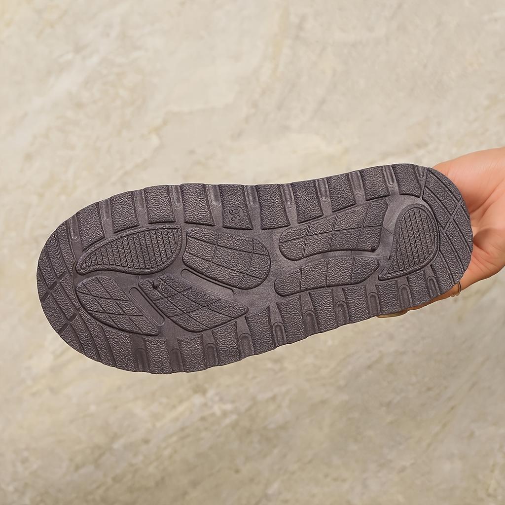 Γυναικείες μπότες χιονιού με φλις φόδρα, σόλα από καουτσούκ και μαλακή σόλα, μονόχρωμη, στρογγυλή μύτη