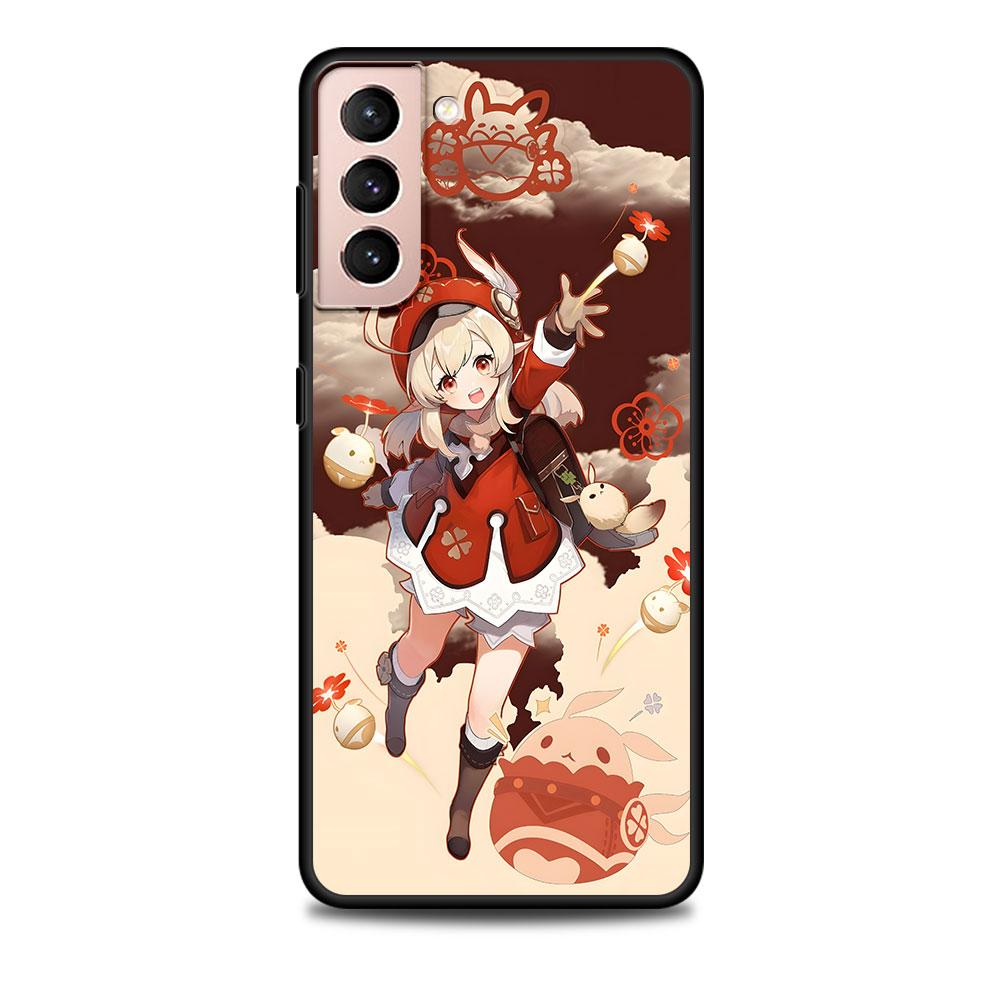 Klee Genshin Impact Case for Samsung Galaxy S23 S10e S10 S21 FE S22 S9 S24 Ultra S20 Plus Soft Black TPU Phone Cover Bumper