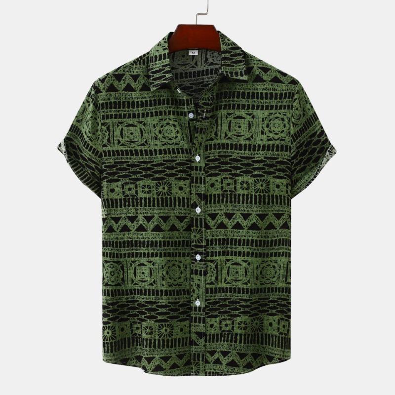 Summer New Ethnic Style Men's Floral Short Sleeve Casual Versatile Fashion Shirt
