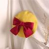 Fashion Red Bowknot Beret Elegant Octagonal Hat Wild Painter Hat Daughter Gifts for Casual Birthday Festival Gathering