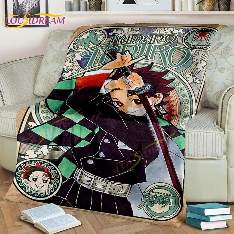 Japonské Anime Demon Slayer Deka Kreslená Deka Tomioka Giyuu Deka Potah na křeslo Deka Pohovka Přehoz přes postel Vějíř Dárek