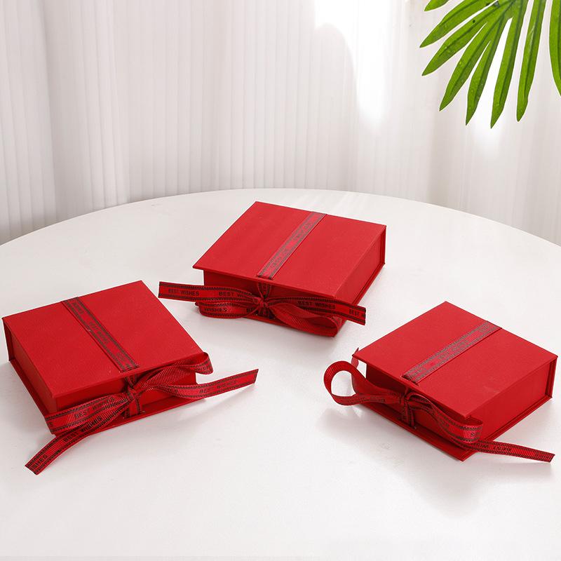 Bow Ribbon Paper Jewelry Box Necklace Earrings Bracelet Ring Storage Organizer High-end Flip Gift Jewelry Packaging Box Joyero