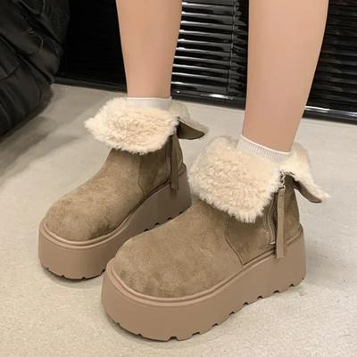 2025 neue Damen Stiefeletten Winter Schneestiefel mit dicken Sohlen Wildleder Design Warm Plüsch Klassische Botas Mujer Slip-on Casual Walking Boot