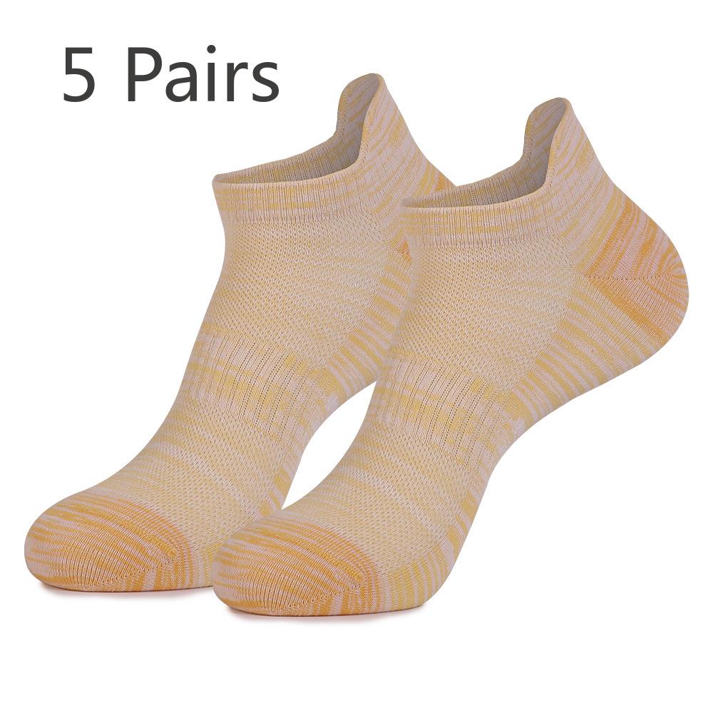 5 Pairs of Large Size Women s Deodorant Mesh Pure Cotton Earlift Breathable Invisible Boat Socks 5 Pairs жёлтый