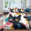 Black Cat Duvet Cover Pet Cats Pattern Bedding Set Queen Size Cute Kitten Duvet Cover For Children Kids Boys Girls Mysterious