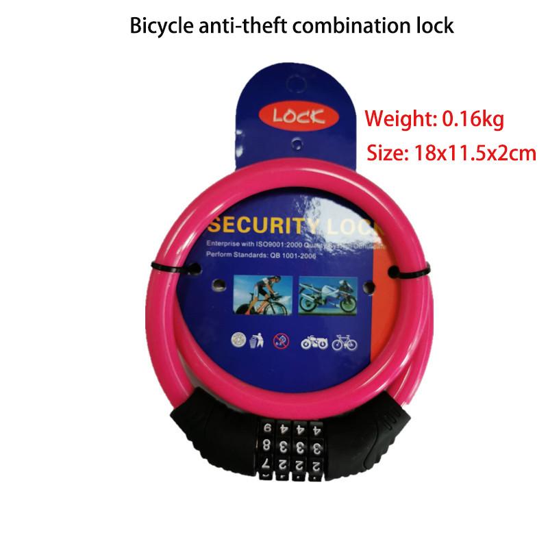 

Портативний велосипедний протиугінний 4-значний кодовий замок рожевий