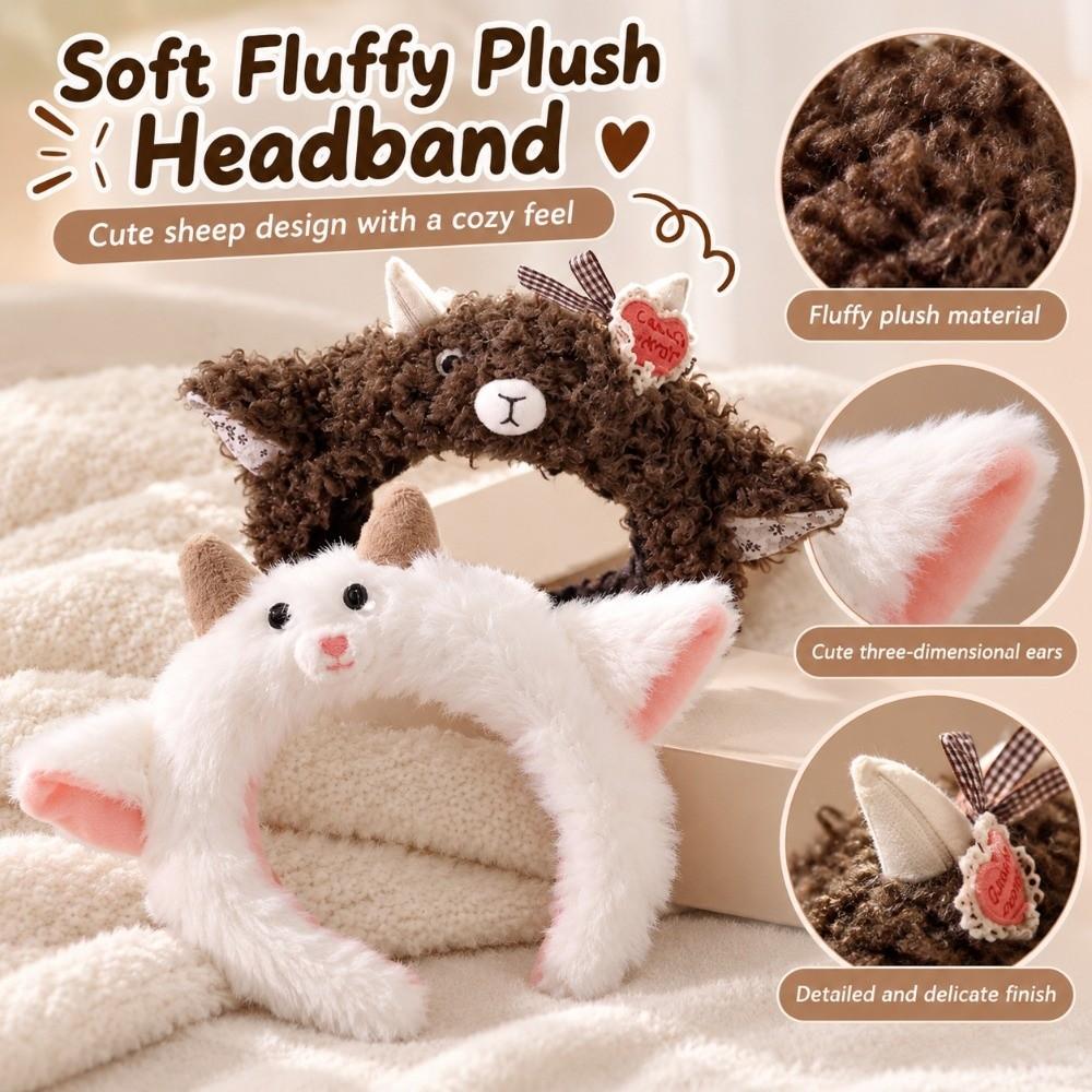 High Skull Top Plush Headband Plush Cartoon Headband Cute Sheep Hair Hoop Skincare Use