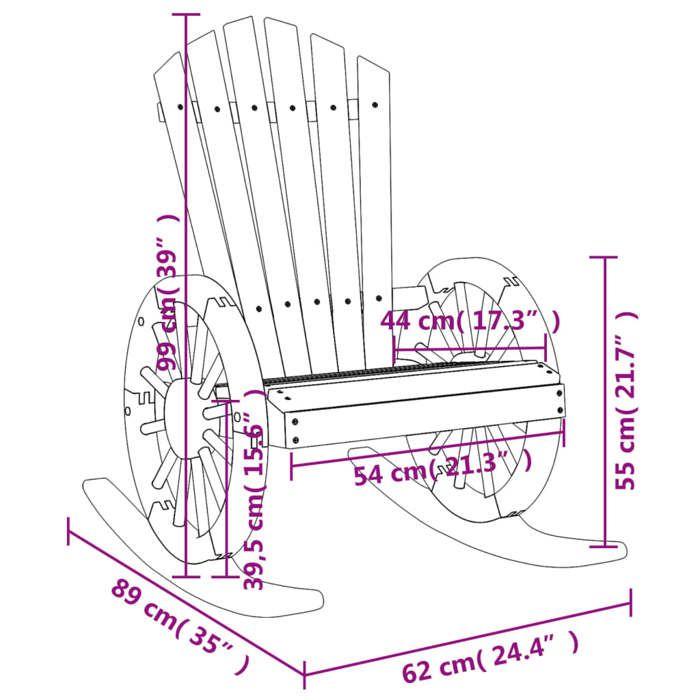 VidaXL Chaise à Bascule AdiRondack, Fauteuil avec Dossier, Siège avec Accoudoirs, Meuble de Terrasse Patio Extérieur, Bois 365093
