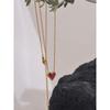 Yhpup Red Acrylic Heart Pendant Stainless Steel Romantic Necklace for Women Exquisite Trendy Jewelry 18K PVD Plated Wholesale