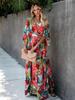 Europäisch-Amerikanisches Florales Baumwoll Strand Überwurf Sonnenschutz Kleid