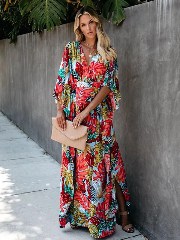 Europäisch-Amerikanisches Florales Baumwoll Strand Überwurf Sonnenschutz Kleid
