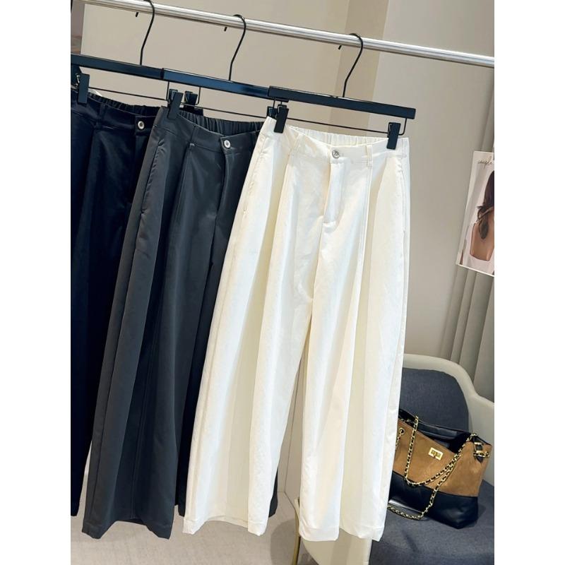 

High-end white age-reducing casual wide-leg pants women s autumn new high-waisted meat-covering and thin versatile straight-leg pants M