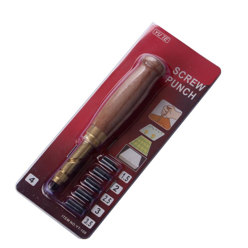 DIY Leather Automatic Punch Gun with Interchangeable Heads - 6-Piece Round Punch Set