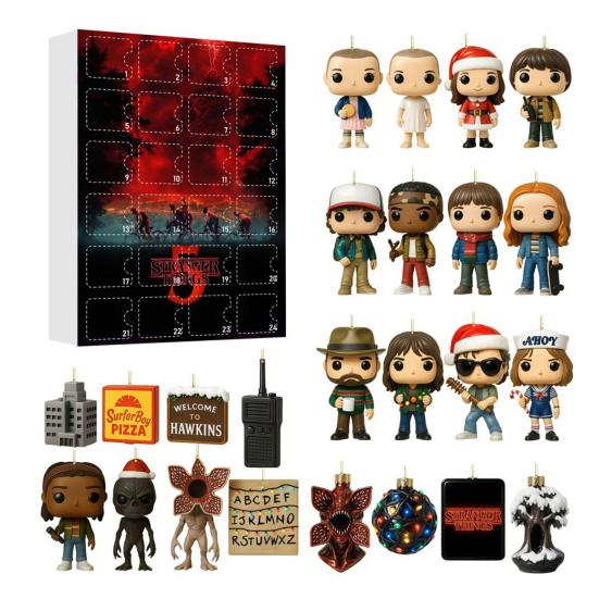 Stranger Things Advent Calendar Box 24 Days of Acrylic Ornaments for Christmas Tree Festive Collectible Gift