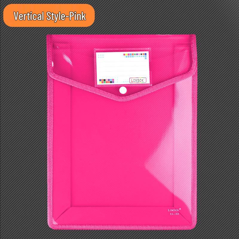 Transparent A4 Thickened Snap Button File Bag - Large Capacity Student Storage and Document Organizer