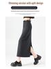 Gray High-End Slimming Skirt for Women - Spring 2026 Arrival, Versatile Temperament, Slit, Hip-Hugging, Mid-Length Skirt
