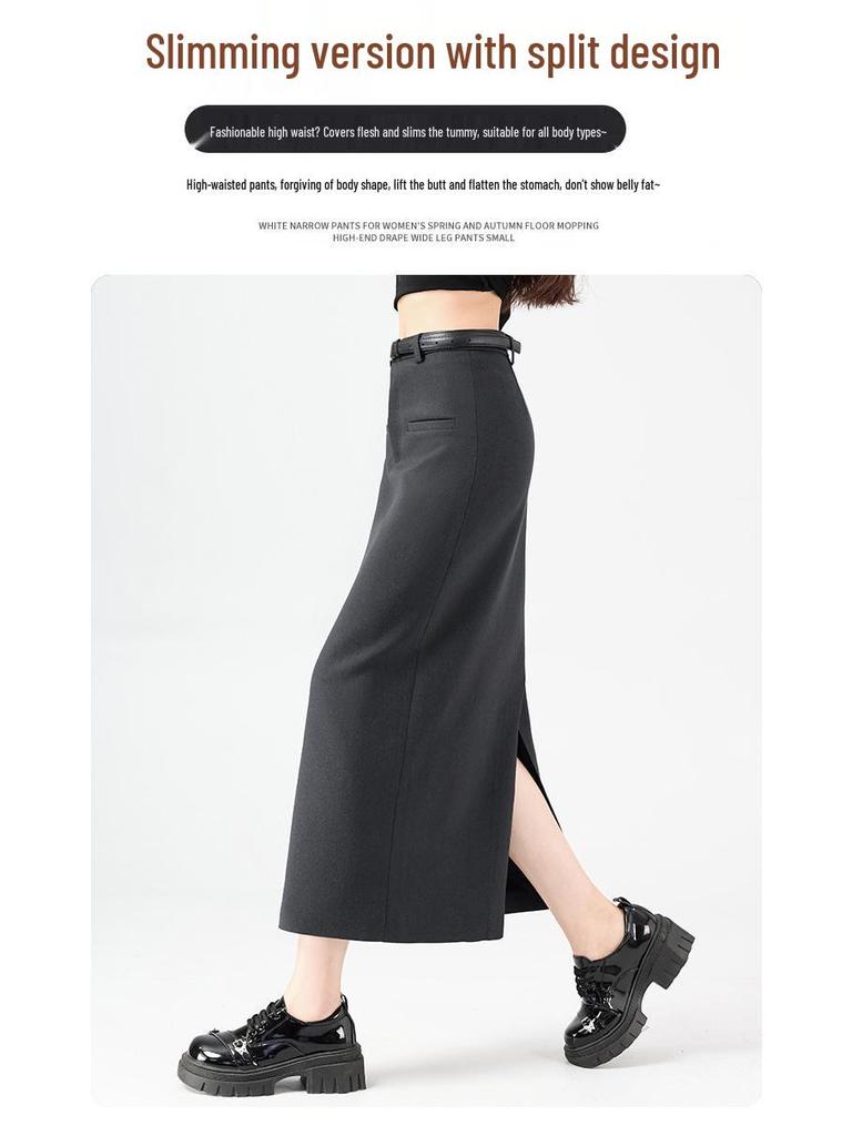Gray High-End Slimming Skirt for Women - Spring 2026 Arrival, Versatile Temperament, Slit, Hip-Hugging, Mid-Length Skirt