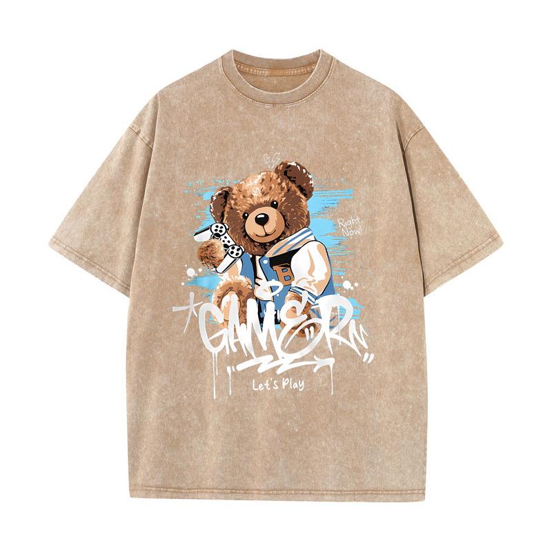 SX-35 MINISO 2026 Summer Vintage Wash Printed Pure Cotton Shoulder Style Men's and Women's Round Neck Short Sleeved Couple T-shirt