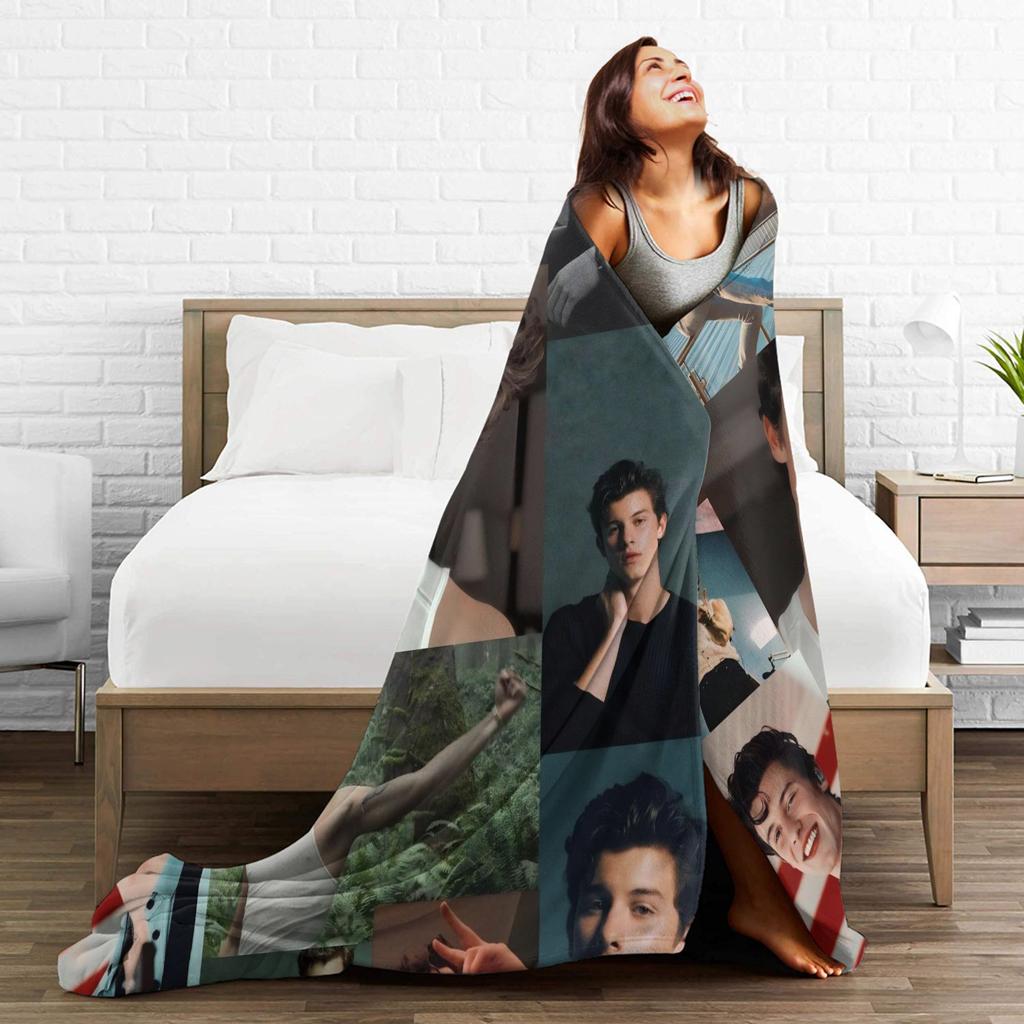 Warm Blanket Adult Decorative Rapper Shawn Mendes Throw Blanket Flannel Bedspread For Couch Chair Street Trend Sofa Bed Cover