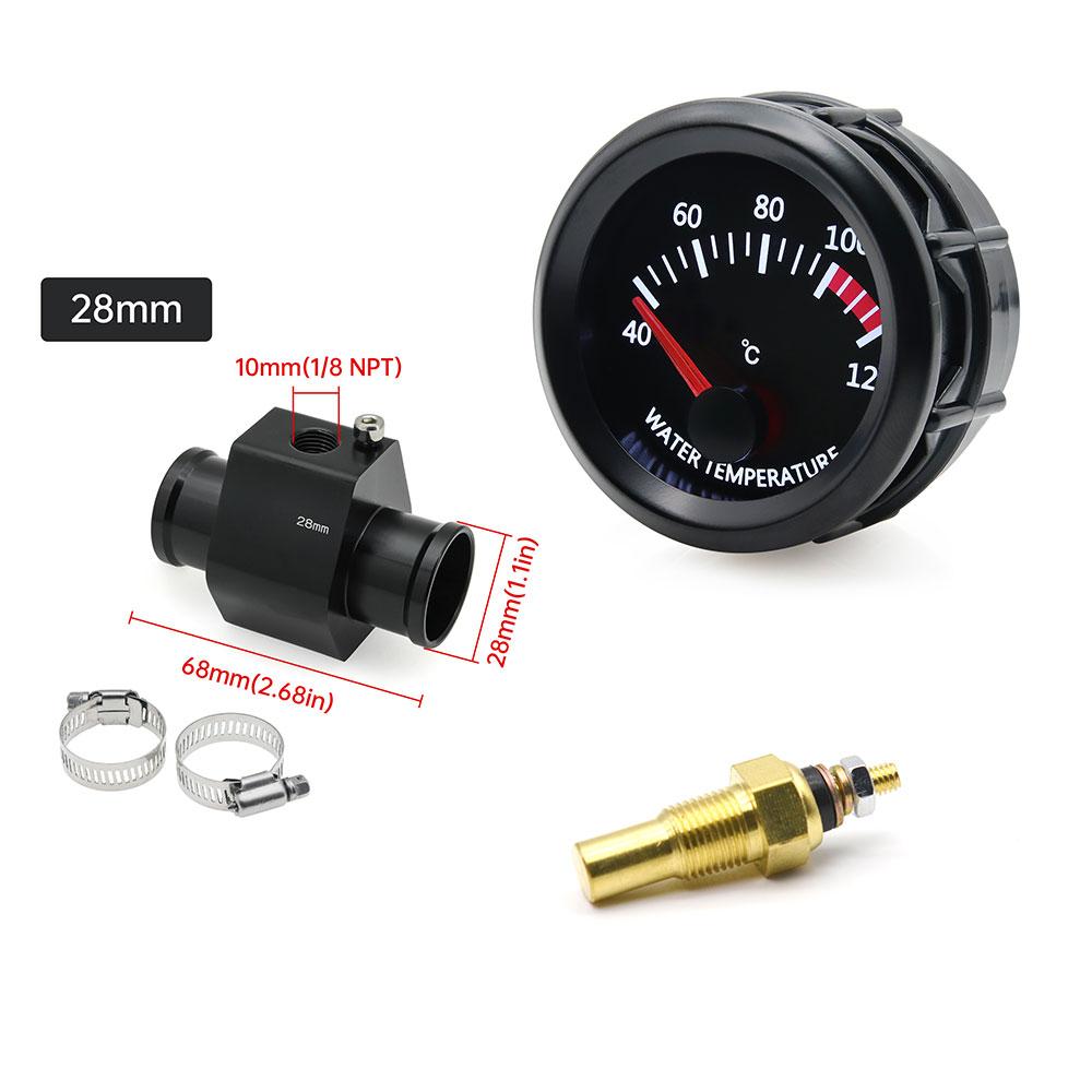 Jauge de température d'eau 52 MM 12 V pour voiture, instrument de température d'huile avec capteur de température, ensemble avec adaptateur 26 MM-40 MM, accessoires de voiture