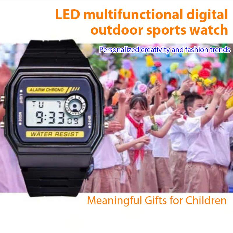 Orologio Elettronico Sportivo Semplice alla Moda LED Digitale Multifunzione Impermeabile Cinturino in PU Sveglia Regalo per Donne/Uomini
