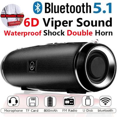 Altavoz Bluetooth 5.0 inalámbrico portátil para exteriores, columna impermeable para exteriores, altavoces estéreo HiFi, compatible con tarjeta TF, Radio FM, reproductor Mp3 para teléfono inteligente