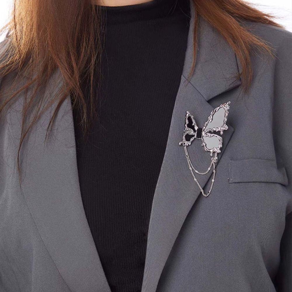 1Pair Wing Black Butterfly Brooch Decoration Butterfly Tassel Badge Pin  Suit Accessory