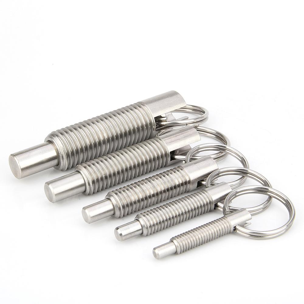 1 stk Rustfritt/Karbonstål Plasseringspinner M6~M16 Indekseringsbolt Håndinntrekkbare Fjærpinner Indekseringsplunger Med Ring