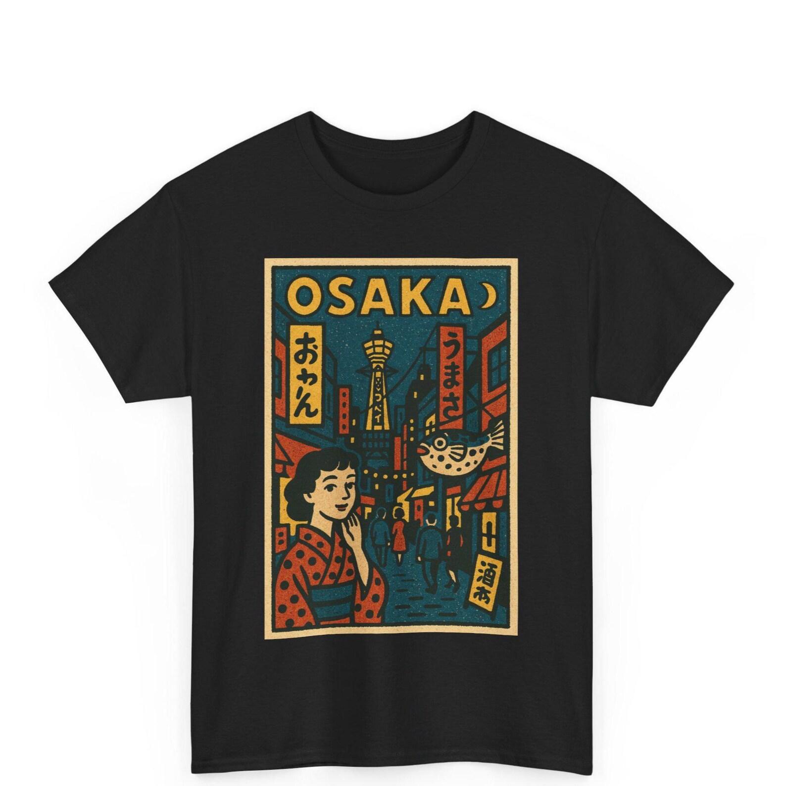 Osaka Retro Comic T-Shirt: Vintage Japan City Graphic Tee L