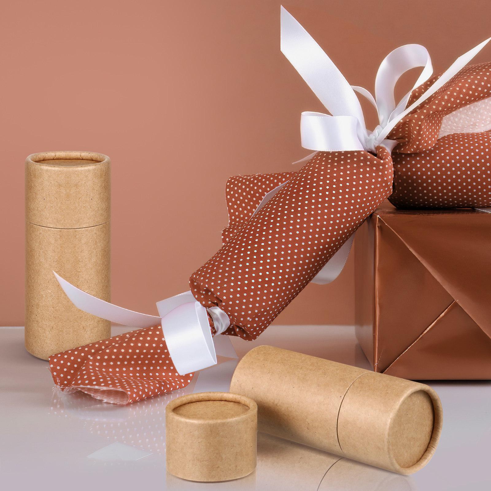 10Pcs Essential Oil Bottle Kraft Paper Cylinder Storage Boxes Brown Gift Containers Portable Packing Paper Cylinder Box 11.3X5X5CM