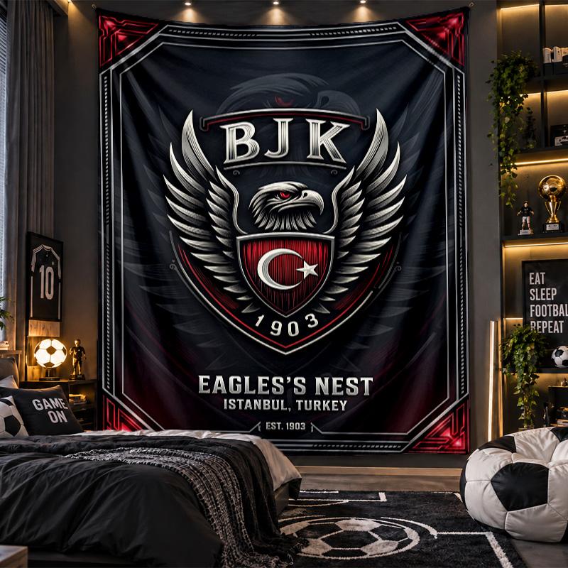Nástěnná tapiserie s potiskem Beşiktaş FC, látka do obývacího pokoje, ložnice, domácí dekorace