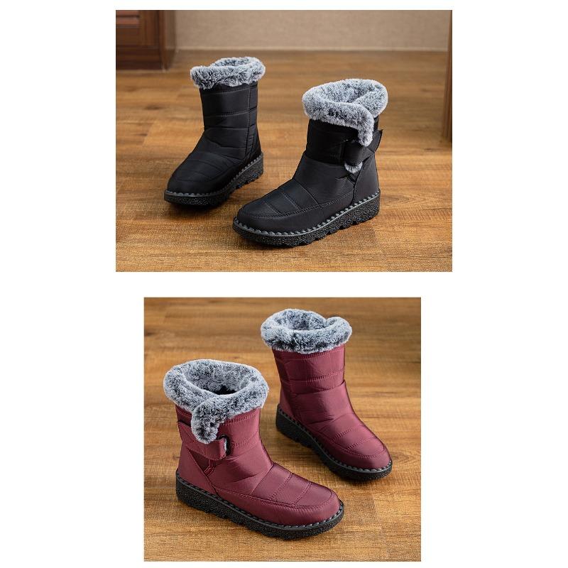 Women's Winter New Style Snow Boots Women's Fleece-Lined Thickened Warm Cotton Boots Large Size Flat-Sole Waterproof Cotton Boots