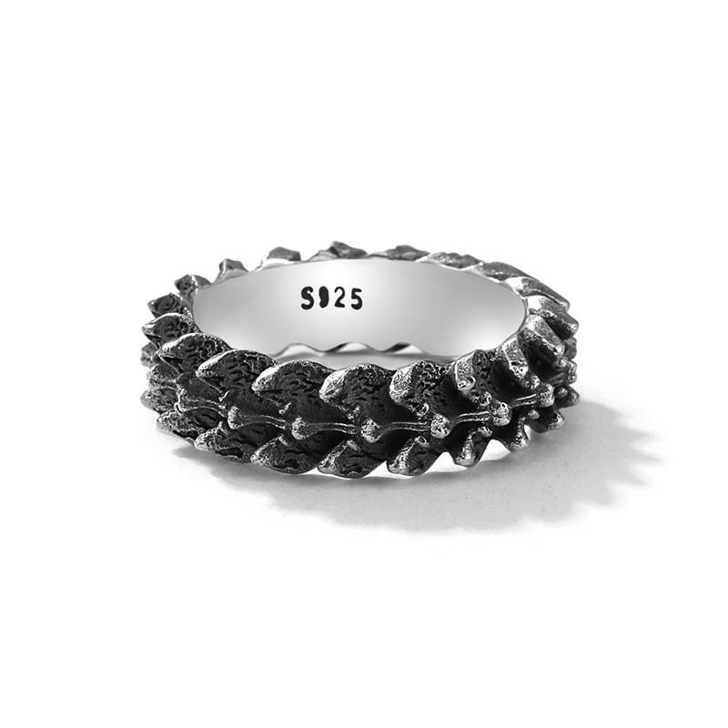 Adjustable Vintage Dragon Scale Ring Men Unisex Finger Retro Oxidized Plated Geometric Band