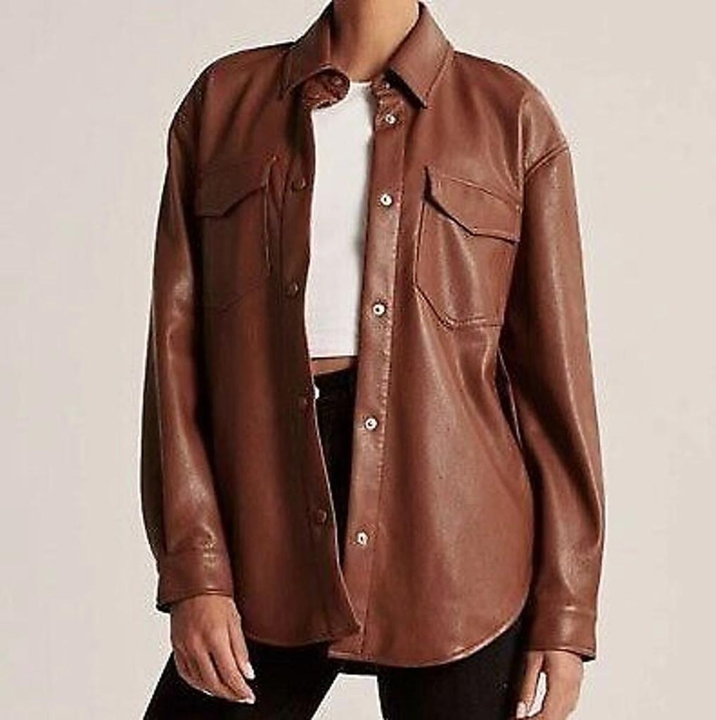Leather Casual Lambskin Designer Shirt Brown Genuine Women Stylish Soft Handmade