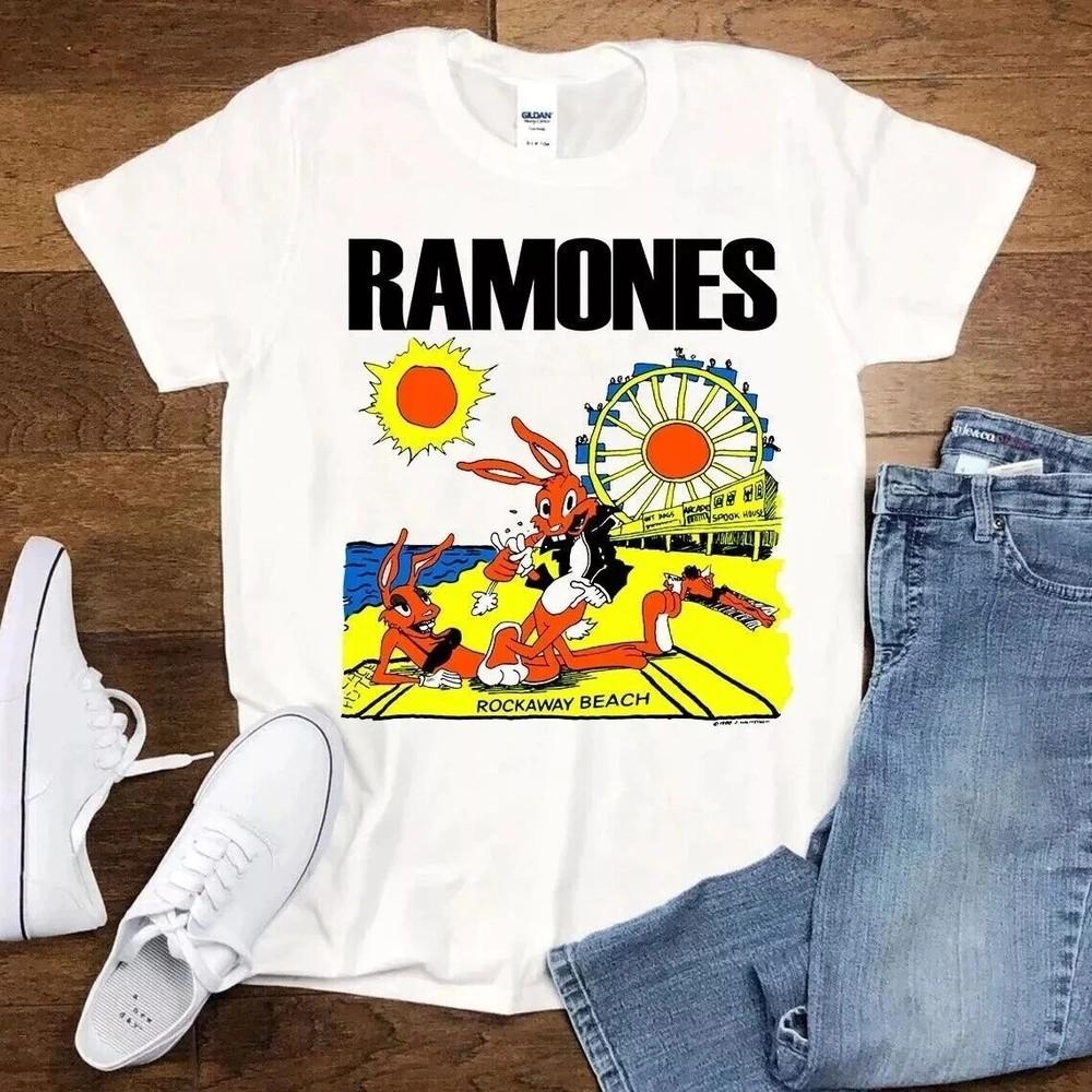 RAMONES Rockaway Beach T-Shirt Cotton Unisex Short Sleeve Size S-4XL Unisex T-Shirt M