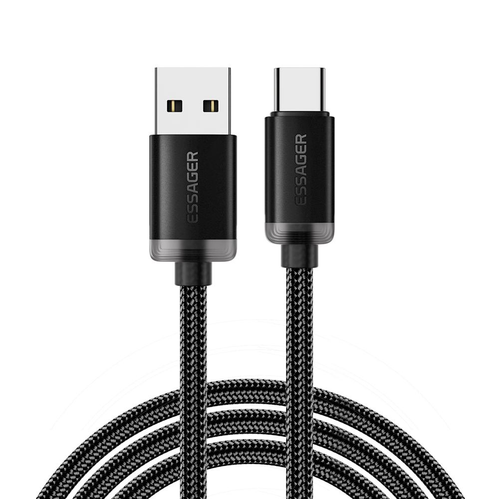 ESSAGER ES-X60 2m USB to Type-C Phone Charging Cable 3A Braided Data Cable A