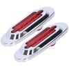 Pair 16LEDs Taillight Electroplated Trim Side Marker Auto External Lamps for 12V 24V Car Truck PickupRed Lens