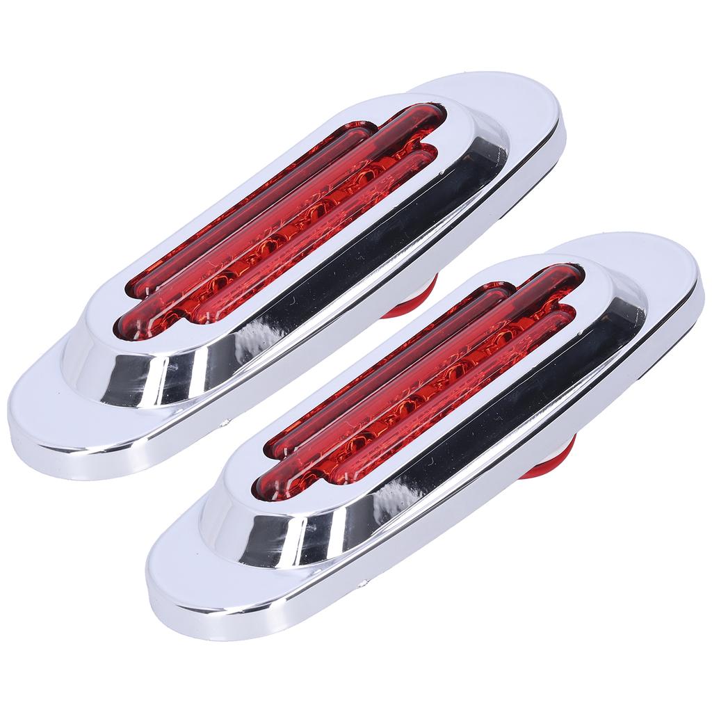 Pair 16LEDs Taillight Electroplated Trim Side Marker Auto External Lamps for 12V 24V Car Truck PickupRed Lens
