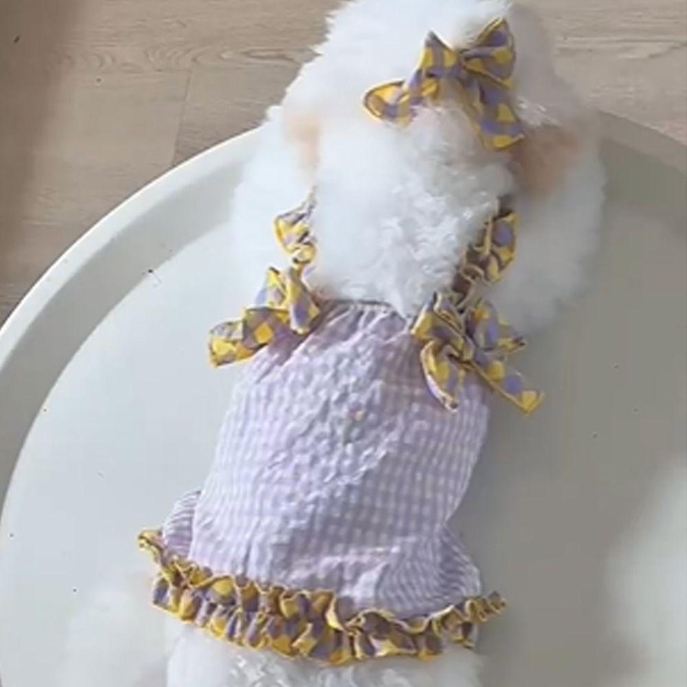 Fashion Pet Plaid Lace Vest Soft Pet Summer Princess Skirt Pet Supplies Dog Clothes  Spring
