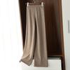Women's High Waist Wool Knitted Wide-Leg Pants - Autumn/Winter Floor-Length