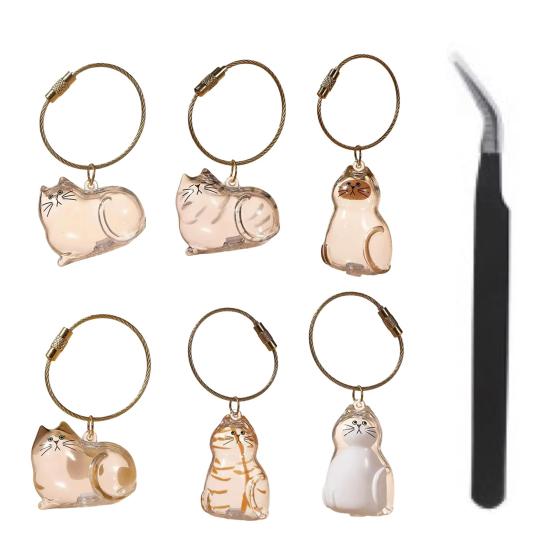 Cat Hair Storage Bottle for Collecting Cat And Dog Hair Transparent Pet Fur Keepsake Keychain with Tweezer Pet Memorial Gift