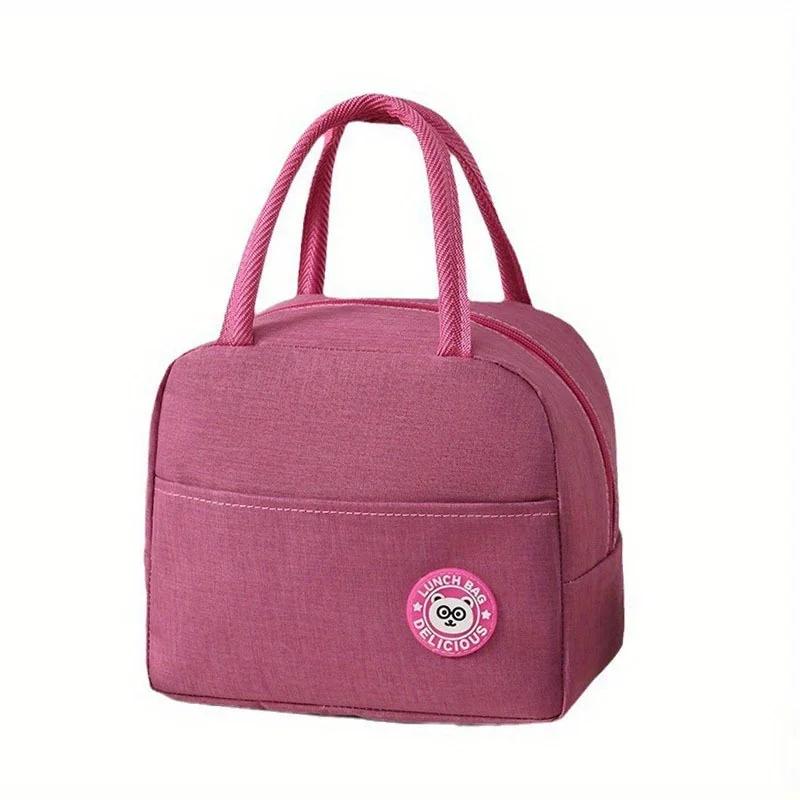 

Модная и прочная термосумка для ланча, портативная сумка-тоут для ланча, водонепроницаемая и легкая сумка из ткани Оксфорд розовый