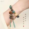 Buddhist Prayer Beads Made of Green Crystal and Green Sandalwood, Featuring Lotus Carvings, Designed To Bring Good Fortune and Attract Wealth,