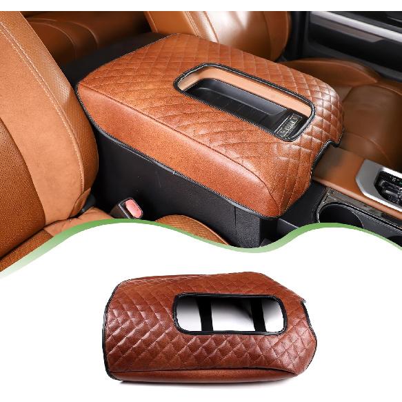 LLKUANG Car Center Console Armrest Cover Pad Fit for Toyota Tundra 2007-2021 Waterproof Leather Seat Armrest Box Cushion Pad Protector (Black)