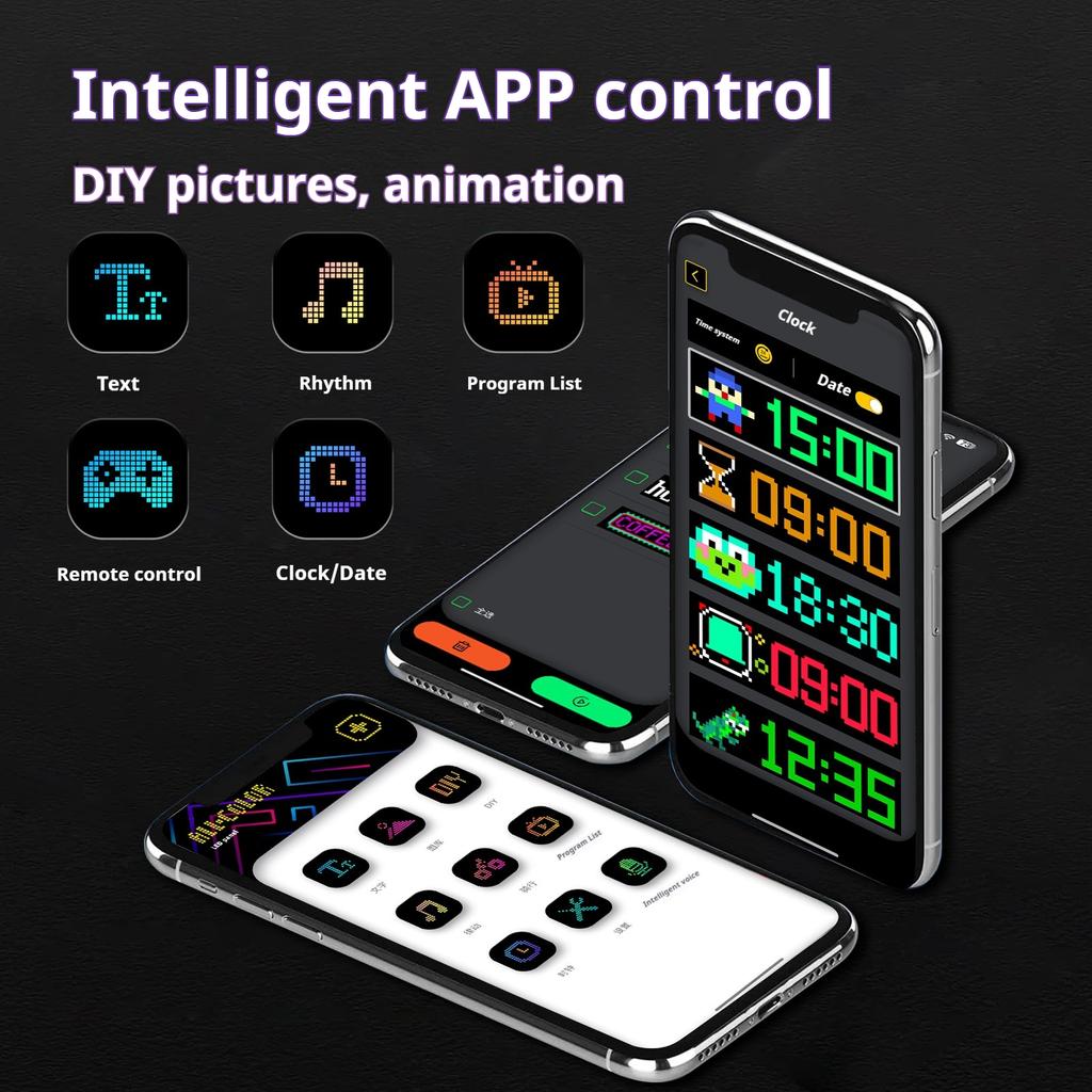 Car LED Matrix Pixel Panel DIY RGB LIghting Graffiti Scrolling Text Board Windshield Advertising Screen Bluetooth APP Control