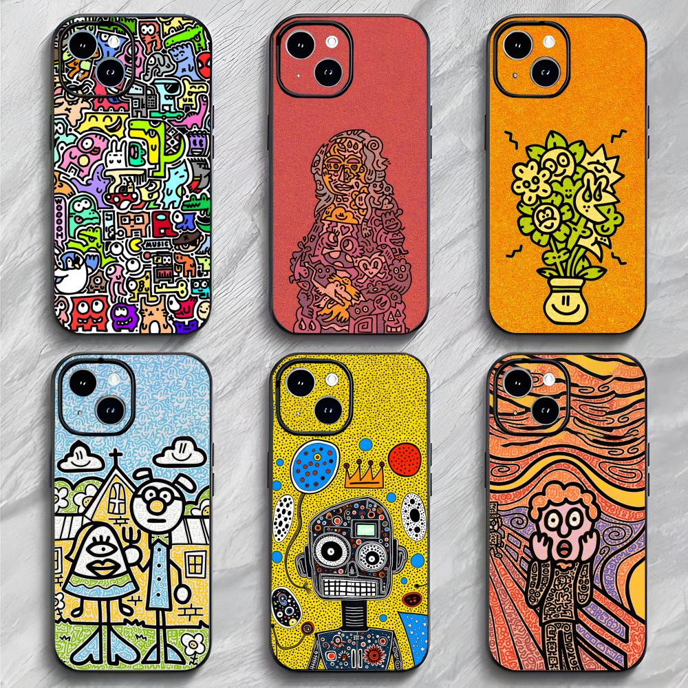 Creative Colorful Abstract Art M-Mr Doodle Phone Case Phone Case Soft Packaging Lightweight For iPhone17 16 15 14 13ProMax