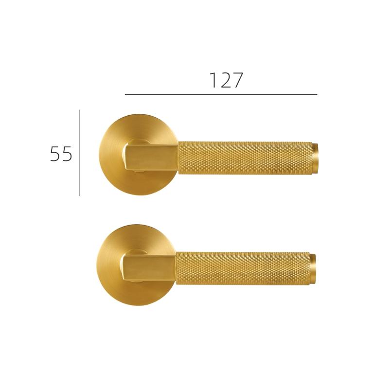 DOOROOM Brass Knurled Thumb Turn Key Latch Lever Handle Cylinder Key Escutcheon Passage Room Lock