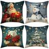 Weihnachts-Kissenbezug Schneemann-Druck Dekokissen Wohnzimmer Festliche Atmosphäre Arrangement Sofakissen