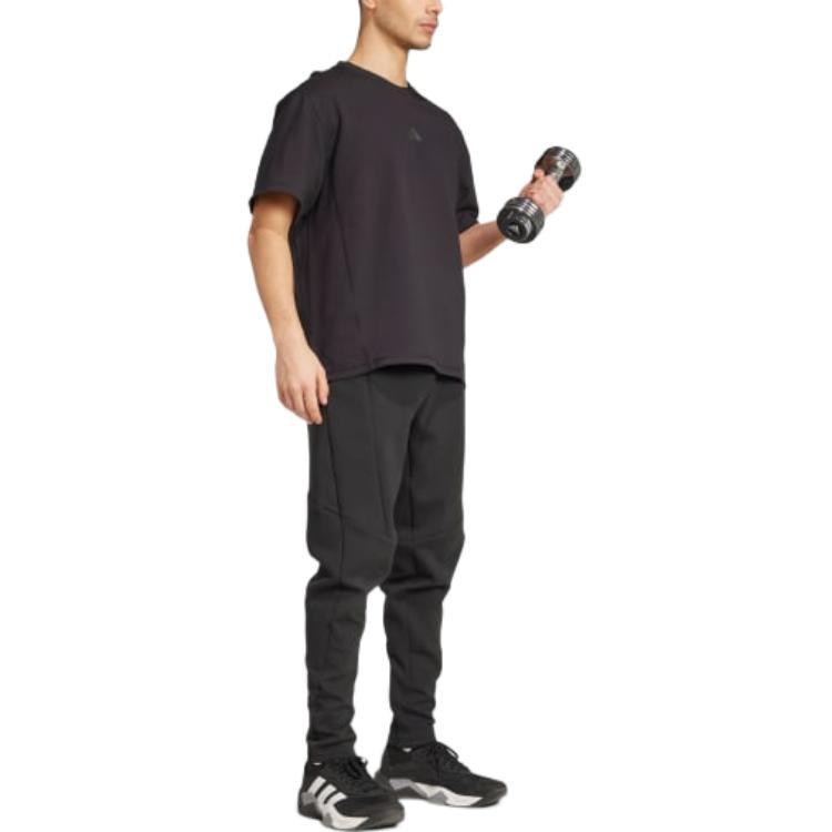 Adidas Round Neck Short Sleeve Logo Loose T-Shirt Men Tops Black JN3669