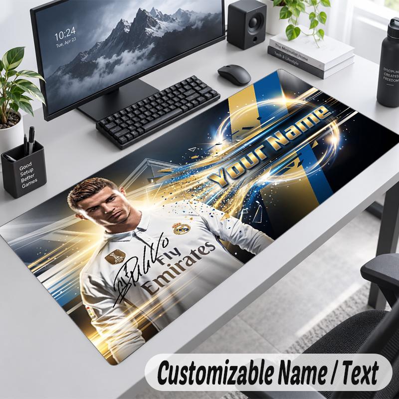 Podložka pod myš s vlastním jménem a textem Cristiano Ronaldo Personalizovaná podložka na stůl pro práci a hraní